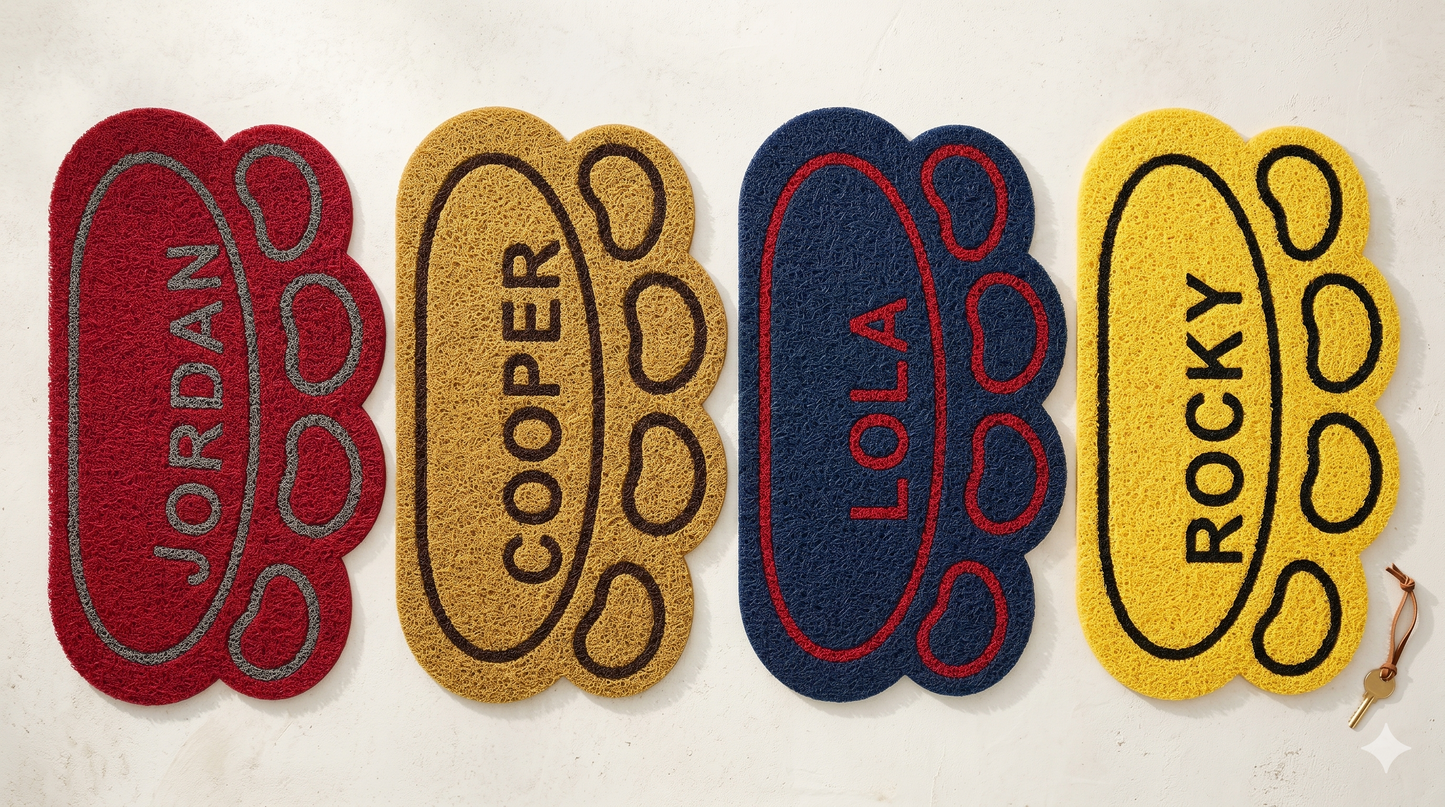 Custom Dog Paw Mat — Personalized Vinyl Mat for Dog Homes