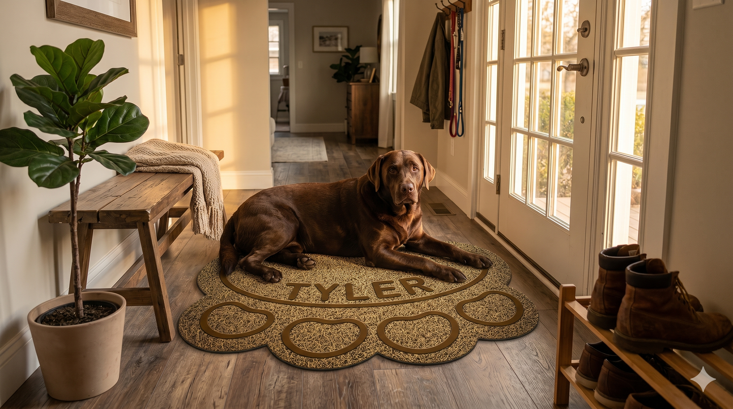 Custom Dog Paw Mat — Personalized Vinyl Mat for Dog Homes